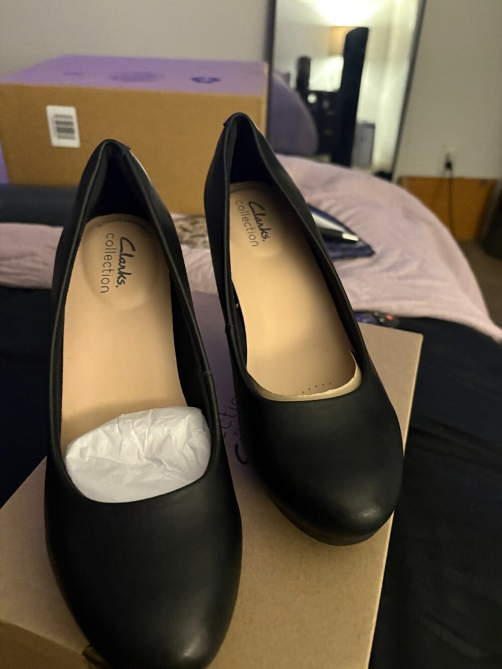 Clarks Ambyr Joy Black Leather Pumps Heels Size 7 NWT